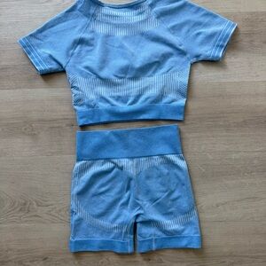 Blue Two Piece Workout Shorts Set